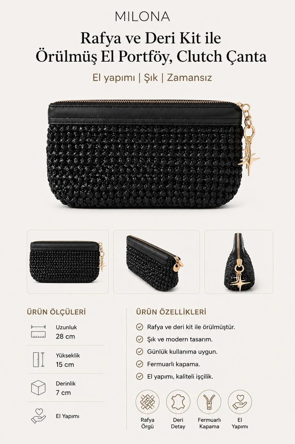 May Collection El Yapımı El Portföy Clutch Çanta