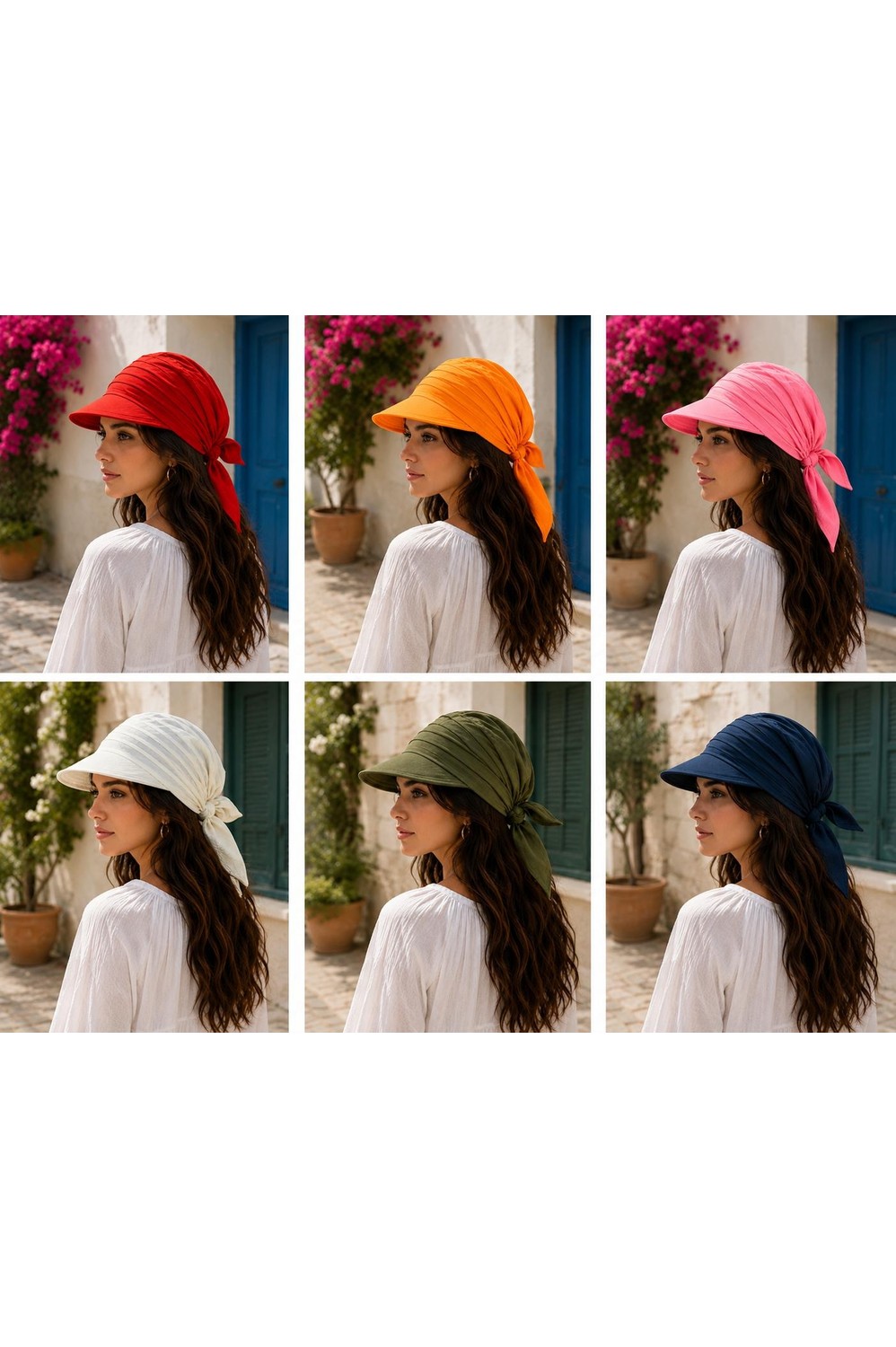 Wearflawless Kadın Safari Bağlamalı Siperli Bandana Şapka, Yazlık Güneşlik Şapka Plaj Deniz Vizör Şapka görsel 7