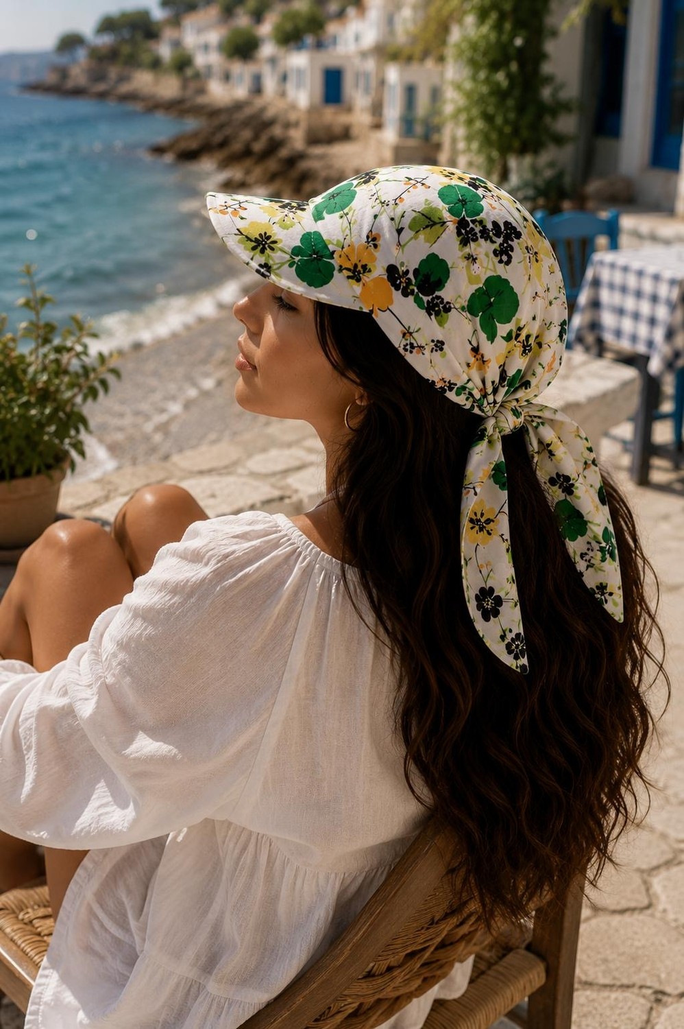 Wearflawless Kadın Safari Bağlamalı Siperli Bandana Şapka, Yazlık Güneşlik Şapka Plaj Deniz Vizör Şapka