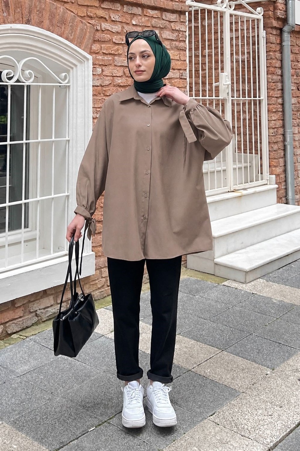 Lamelif Kol Detaylı Gömlek oversize Gömlek Sarı