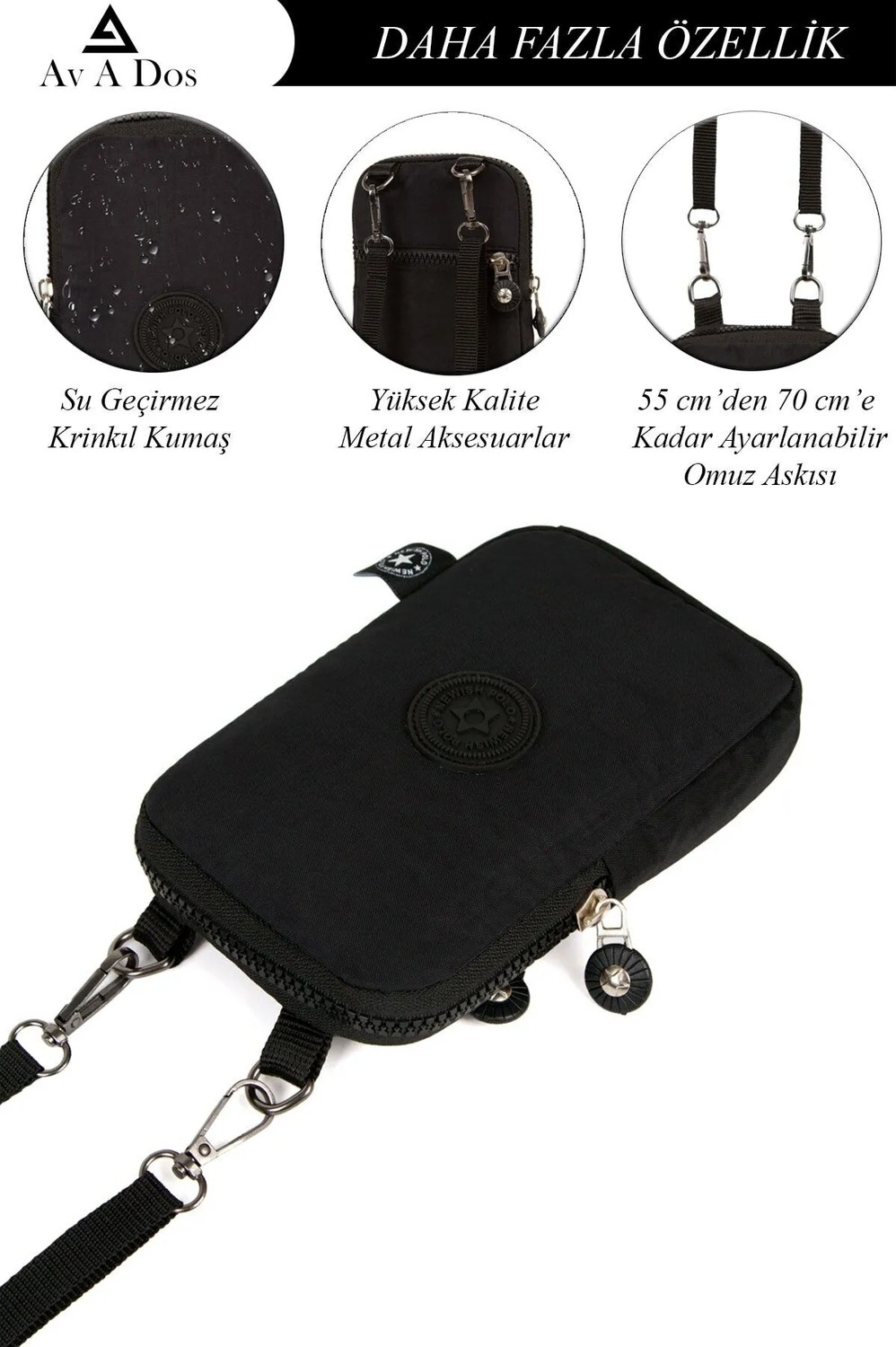 Sannora Bags 2'li Kadın Su Geçirmez Mini Telefon Cüzdan ve Pasaport Boyun Askılı Çapraz Omuz Çanta görsel 6