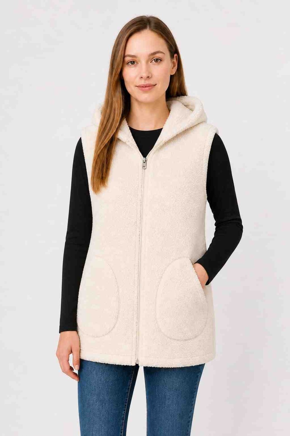 Sweet's Collection Yelek Kadın Uzun Tunik Welsoft Peluş