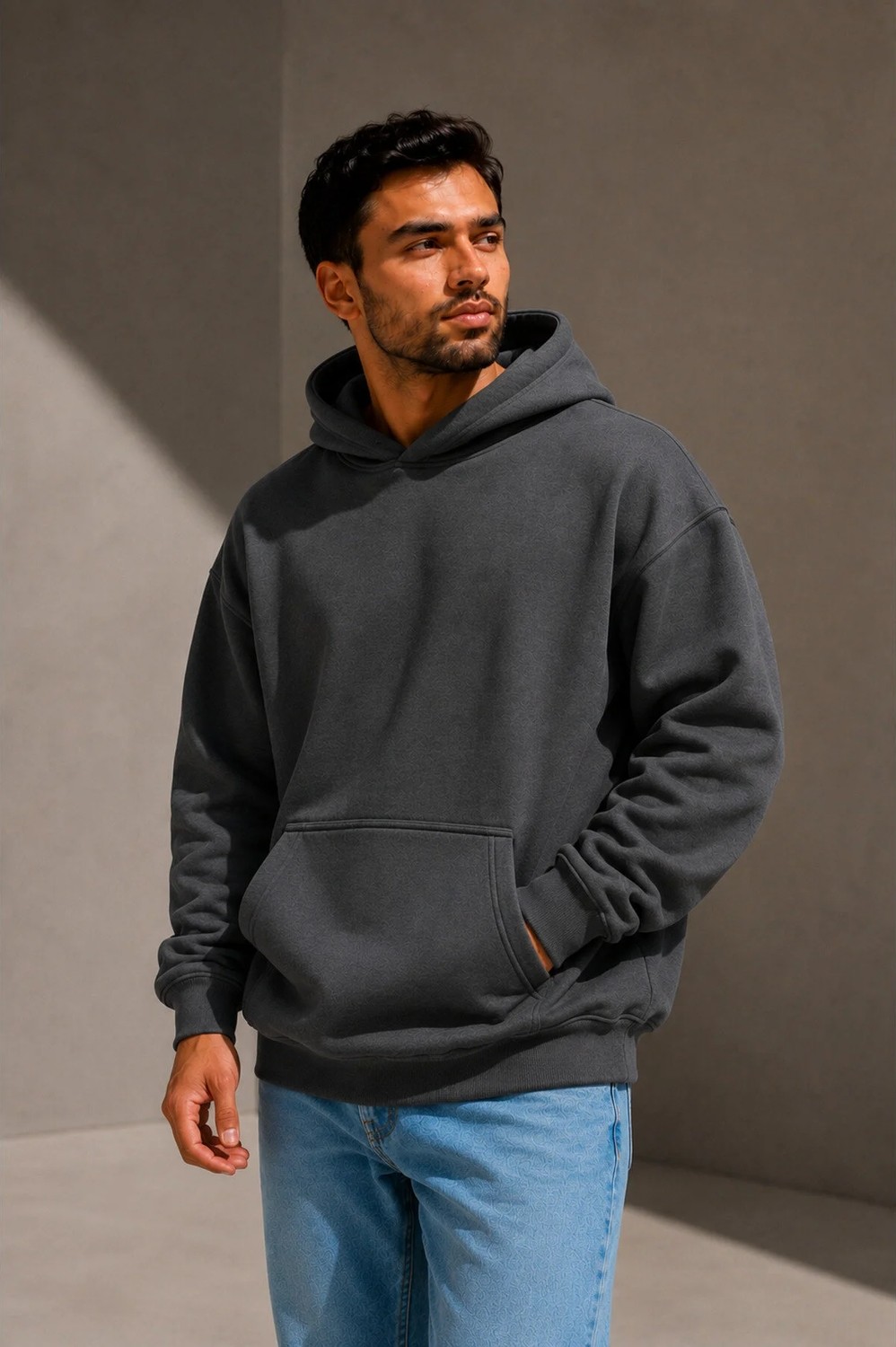 Enb1r Moda Oversize Hoodie Sweatshirt Kapüşonlu Kanguru Cepli Premium Kalın Kışlık