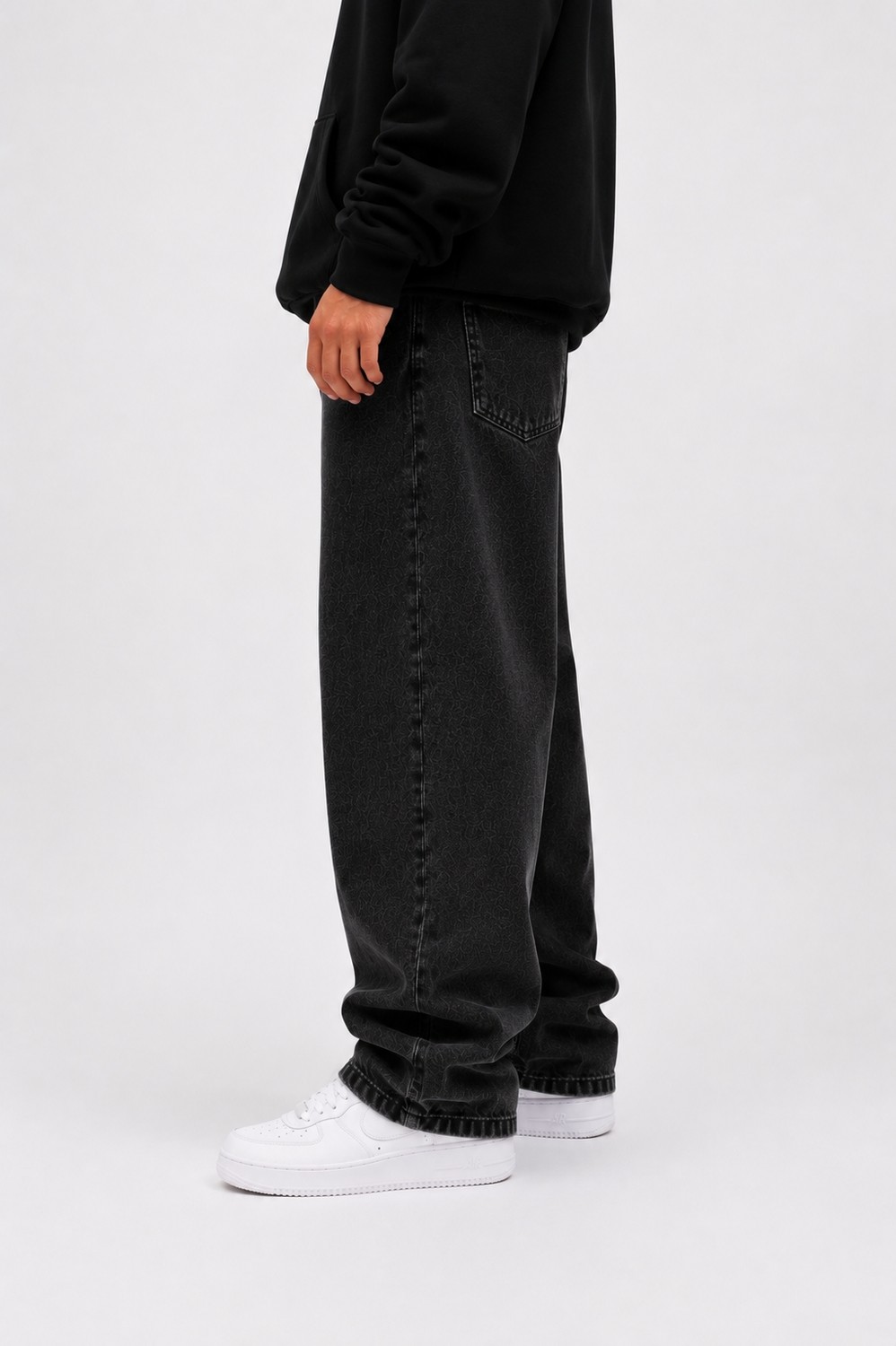 Lyvens Erkek Koyu Füme Baggy Jean Pantolon görsel 5