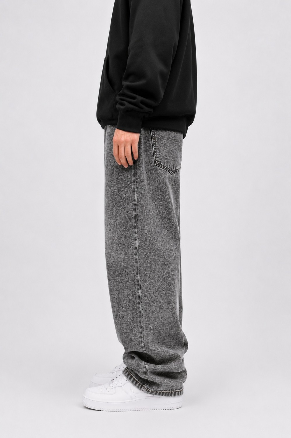 Lyvens Erkek Koyu Füme Baggy Jean Pantolon