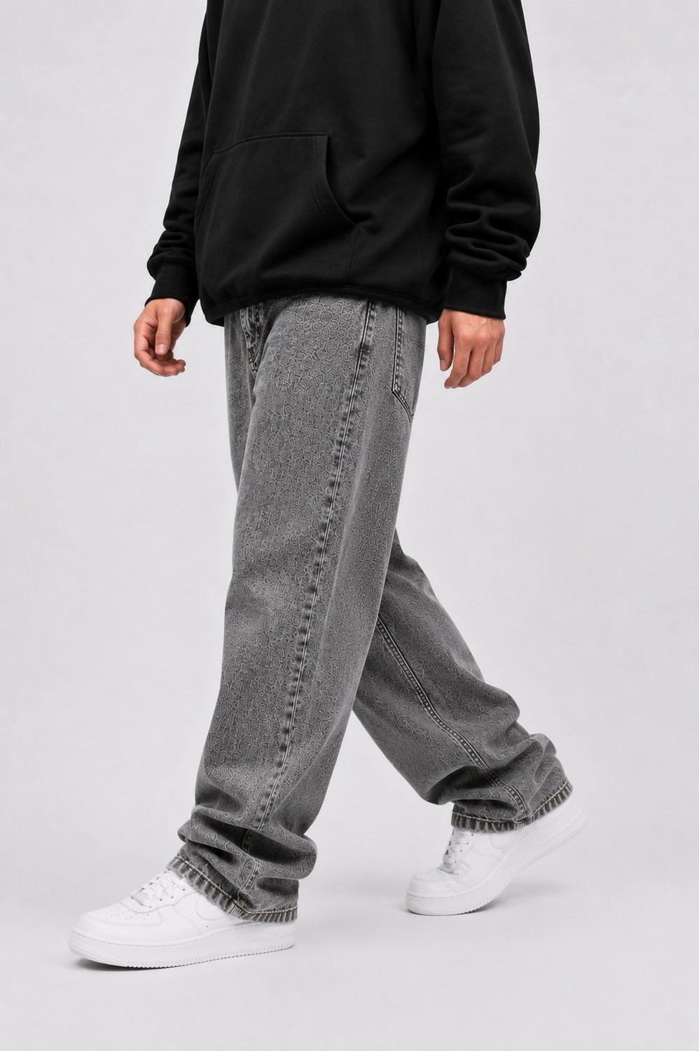 Lyvens Erkek Koyu Füme Baggy Jean Pantolon görsel 7