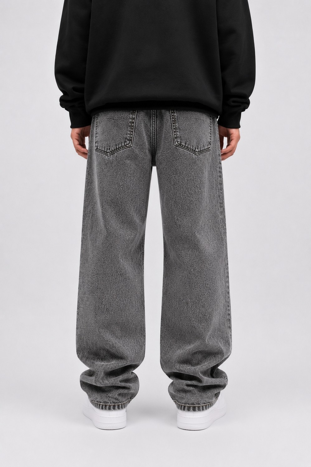 Lyvens Erkek Koyu Füme Baggy Jean Pantolon görsel 8