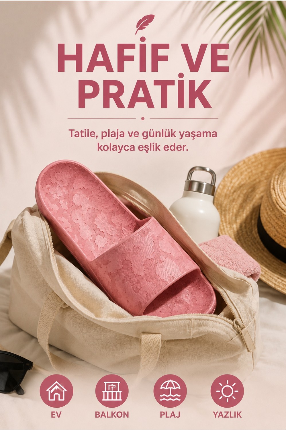 Suneva Kadın Kalın Taban Yumuşak EVA Terlik, Günlük Ev, Yazlık ve Plaj Terliği Desenli görsel 5