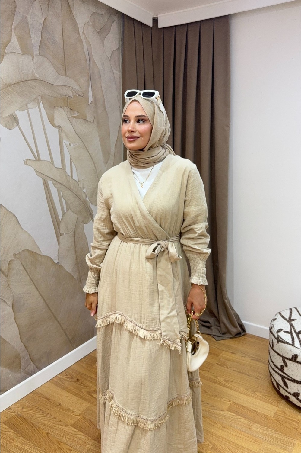 Salisburys Molly Nelly Kadın Püsküllü Muslin Kuşaklı Elbise