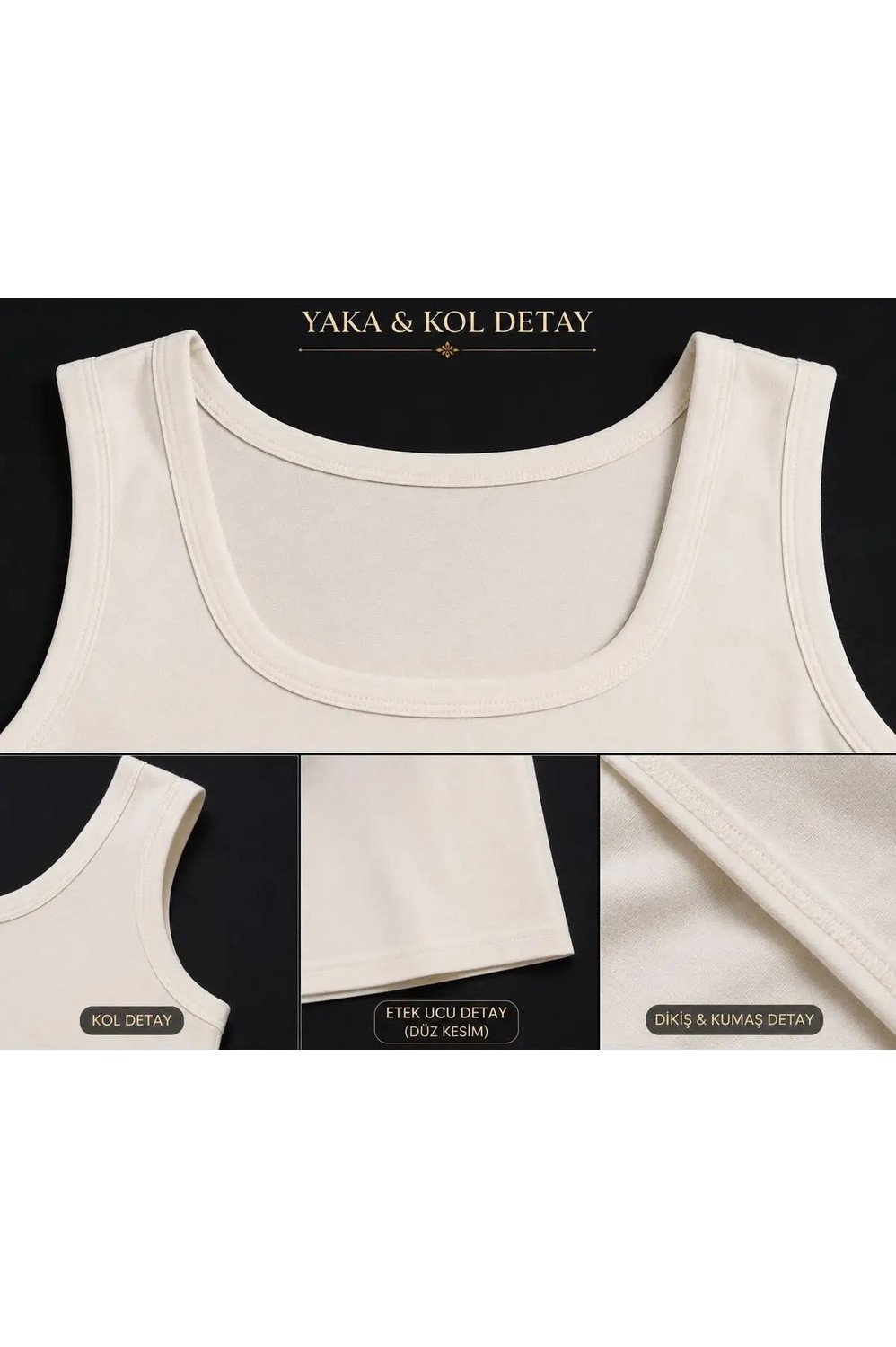 Gülmina Moda Kadın Kare Yaka Büyük Beden Biyeli Atlet Bluz görsel 6