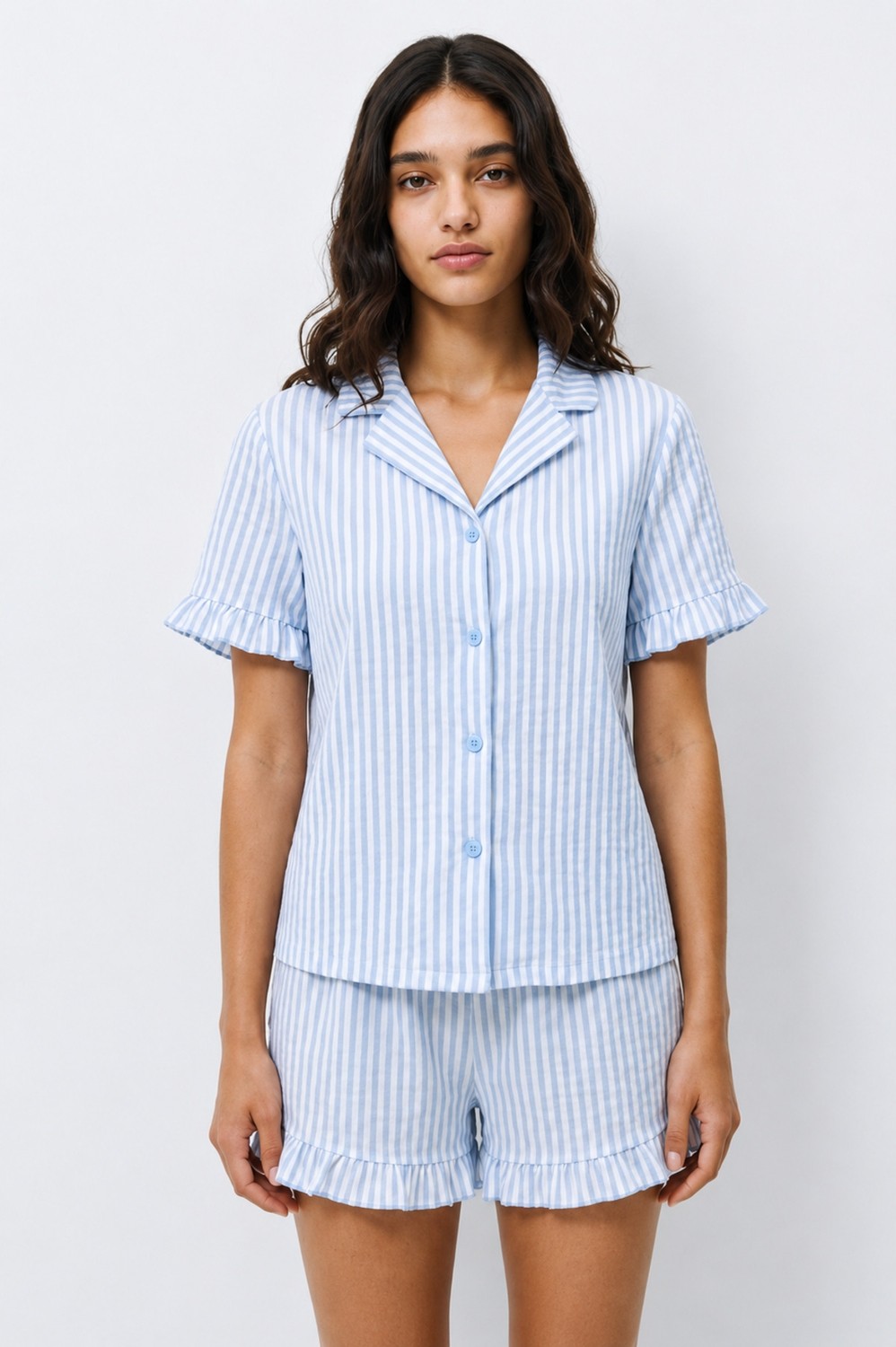 Fit Women Kadın Desenli Trend Mavi Pijama Takımı
