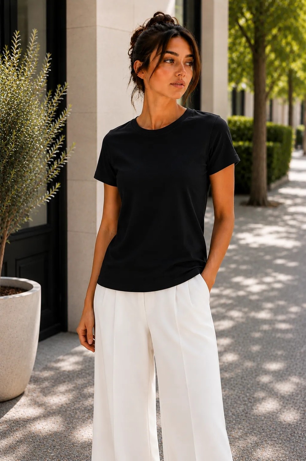 Hayalet Kadın Bisiklet Yaka Kısa Kollu T-Shirt Ultra Soft Basic Bluz görsel 6