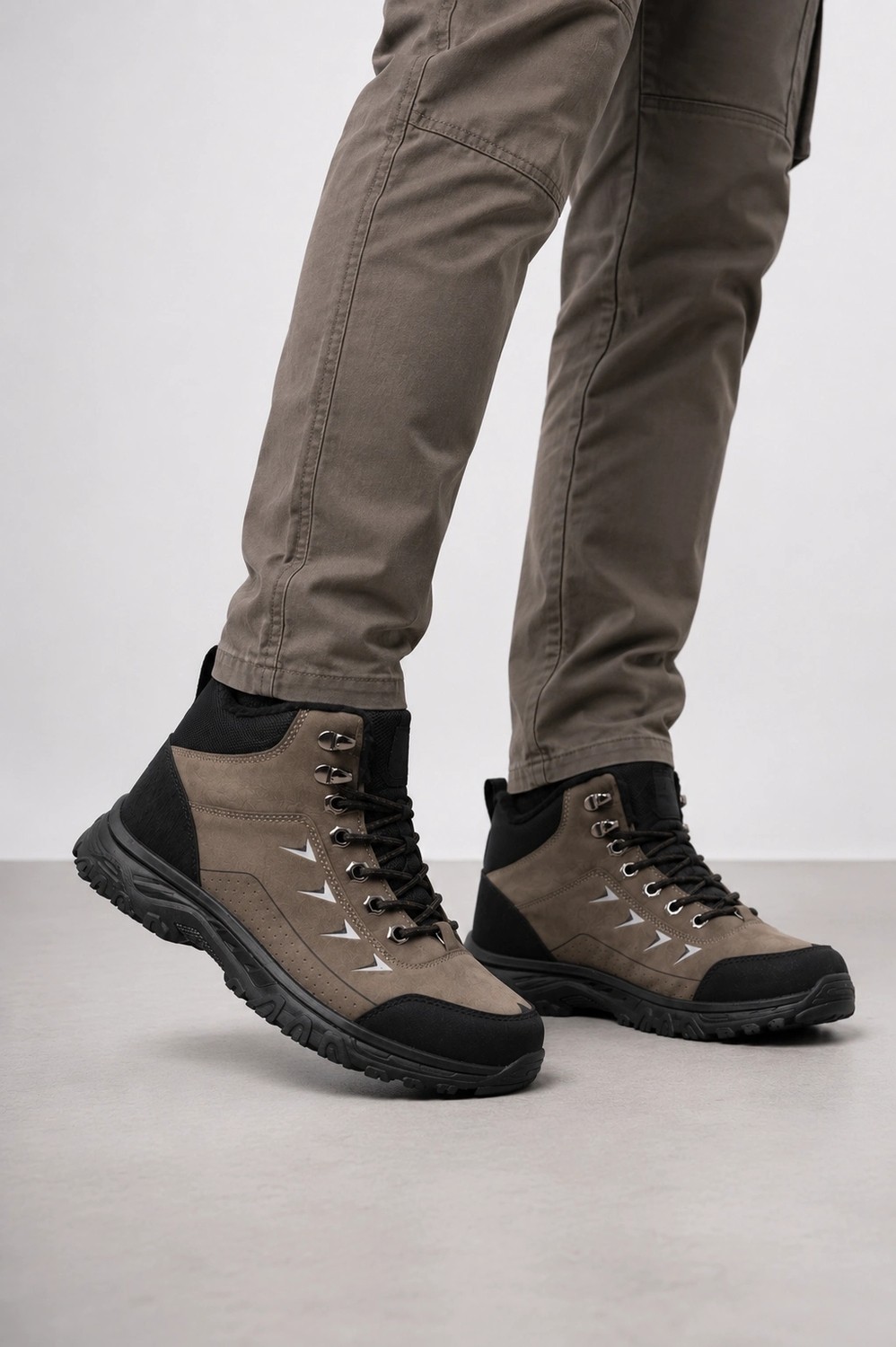 Ht Hotin Biom Kışlık Unisex Yarım Bot Içi Yünlü Su Geçirmez Yarım Bot Siyah-Vizon görsel 3
