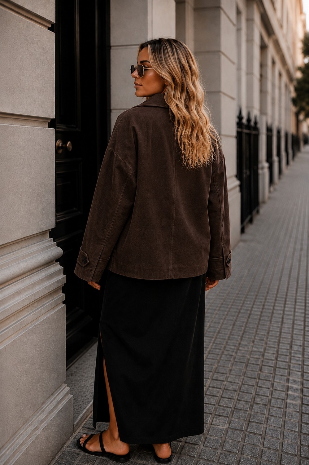 Layk Mayk Kadın Kadifemsi Taş Geniş Kesim Oversize CEKET-0050840367 görsel 7