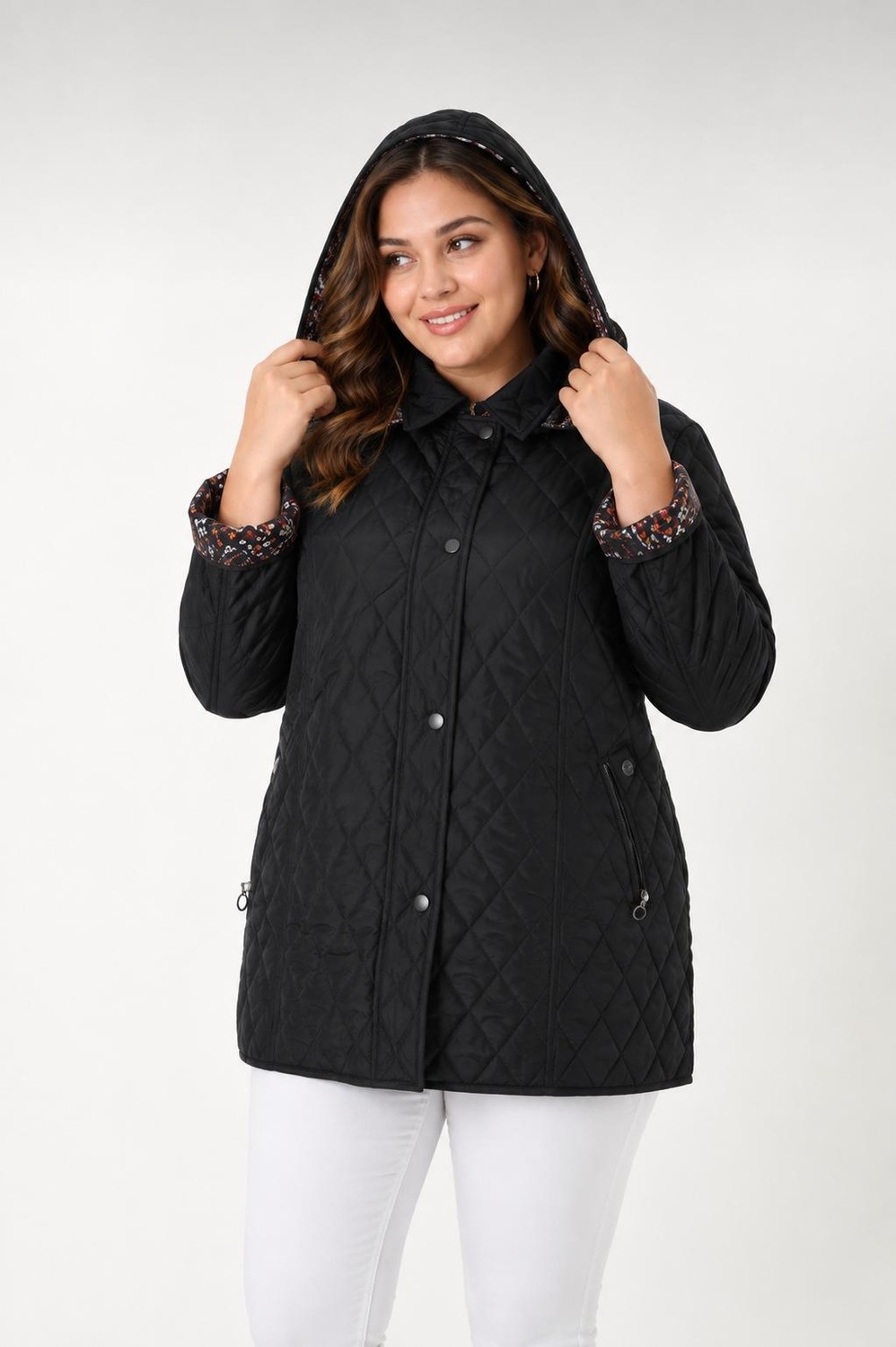 TUTveAL Collection Kapitone Mont, Büyük Beden Mont, Baharlık, Büyük Beden Ceket, Kapüşonlu, Suya Dayanıklı Mont,krem