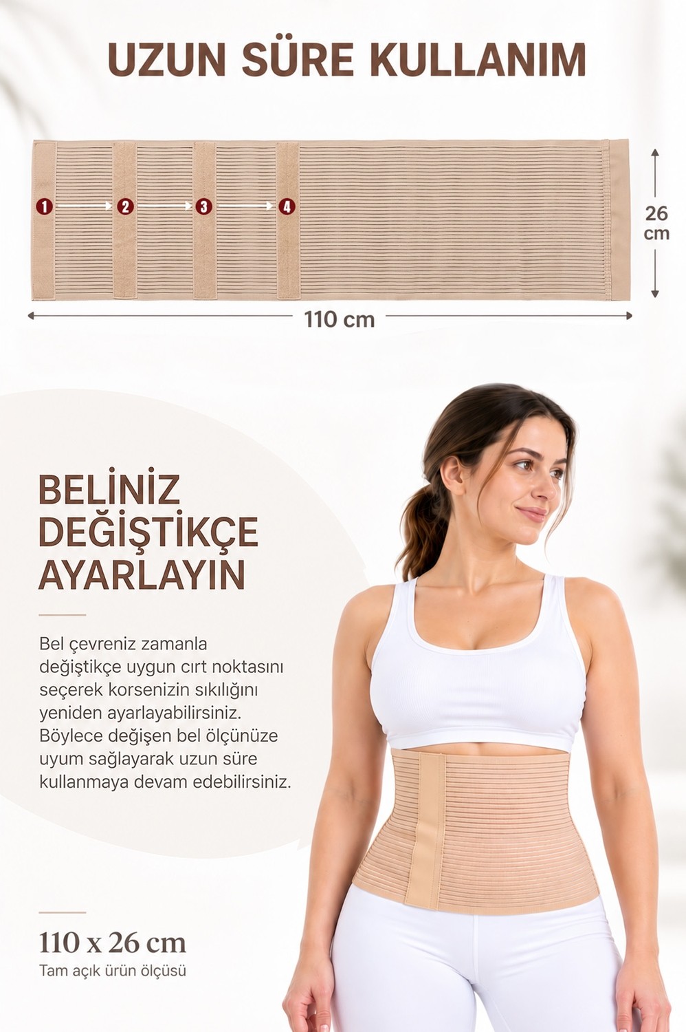 Arnee Doğum Sonrası Toparlayıcı Korse Lohusa Korsesi Abdominal Sezeryan Ameliyat Sonrası Ayarlanabilir Esnek Fıtık Misinalı Bel Korsesi görsel 3