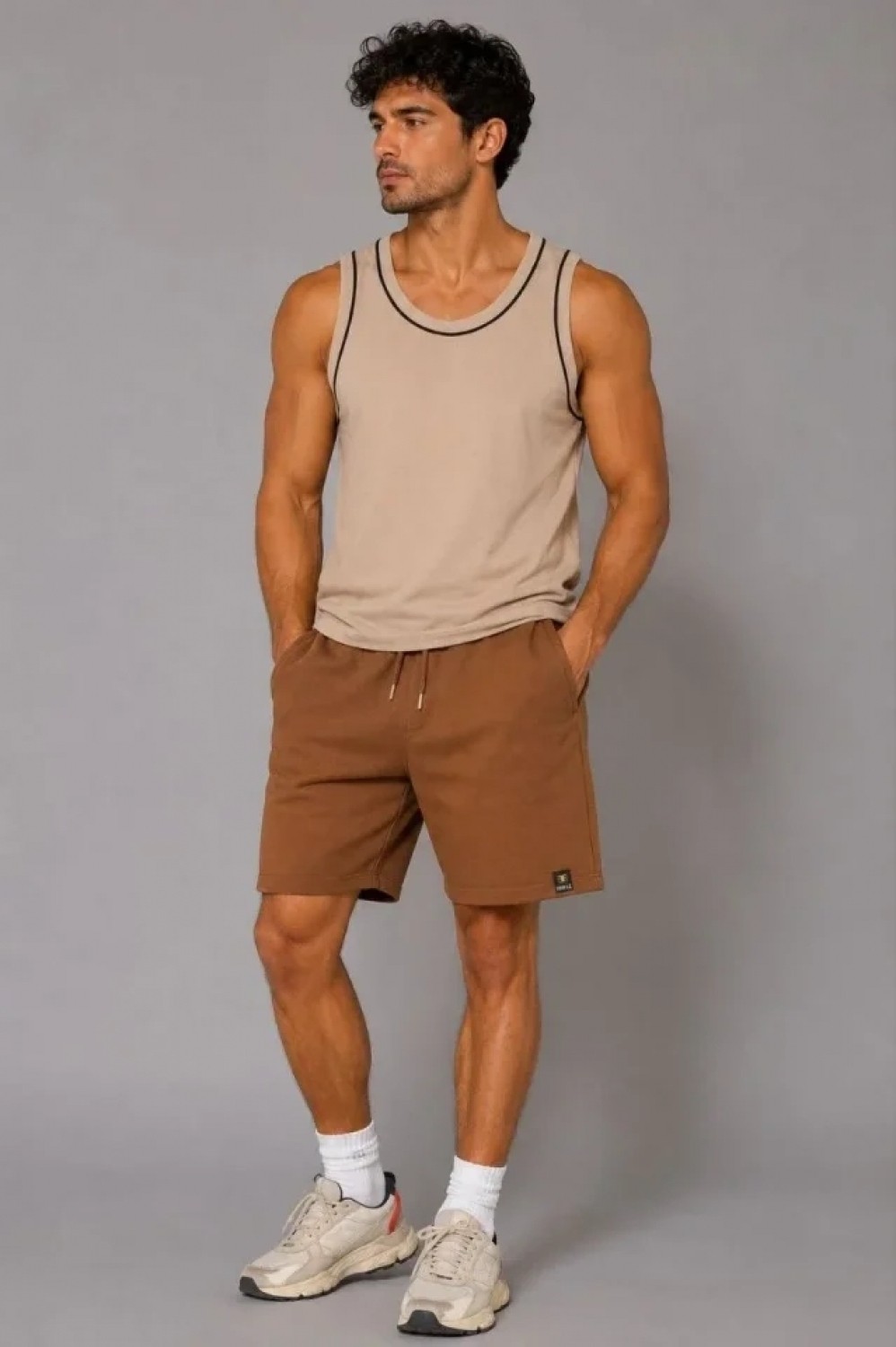 Pileli Store Erkek Dokuma Kumaş Cepli Bağcıklı Regular Fit Yazlık Şort - Kahverengi görsel 2