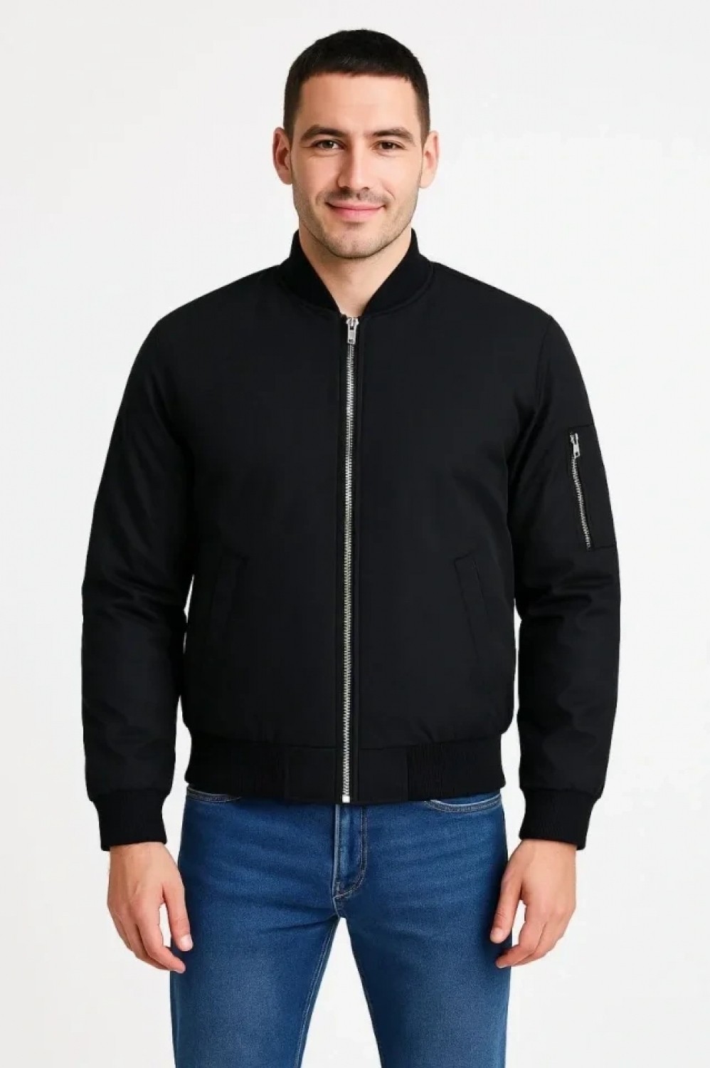 Pileli Store Ön Arka Bomber Ceket - Siyah görsel 4