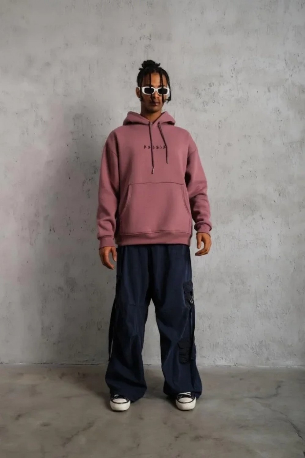 Pileli Store Erkek Astronot Baskılı Kapüşonlu Sweat - Gül Kurusu görsel 2