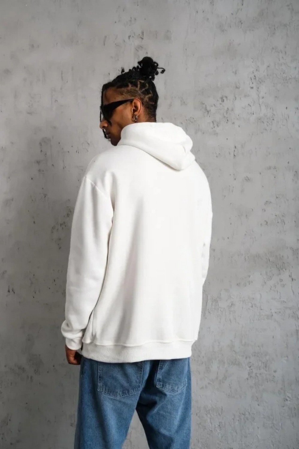 Pileli Store Erkek Dankes Baskılı Kapüşonlu Sweat - Beyaz görsel 2