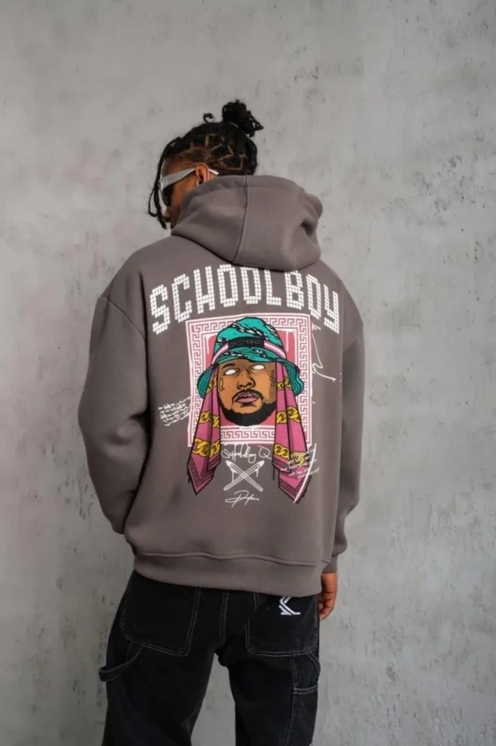 Pileli Store Erkek School Boy Baskılı Kapüşonlu Sweat - Gri