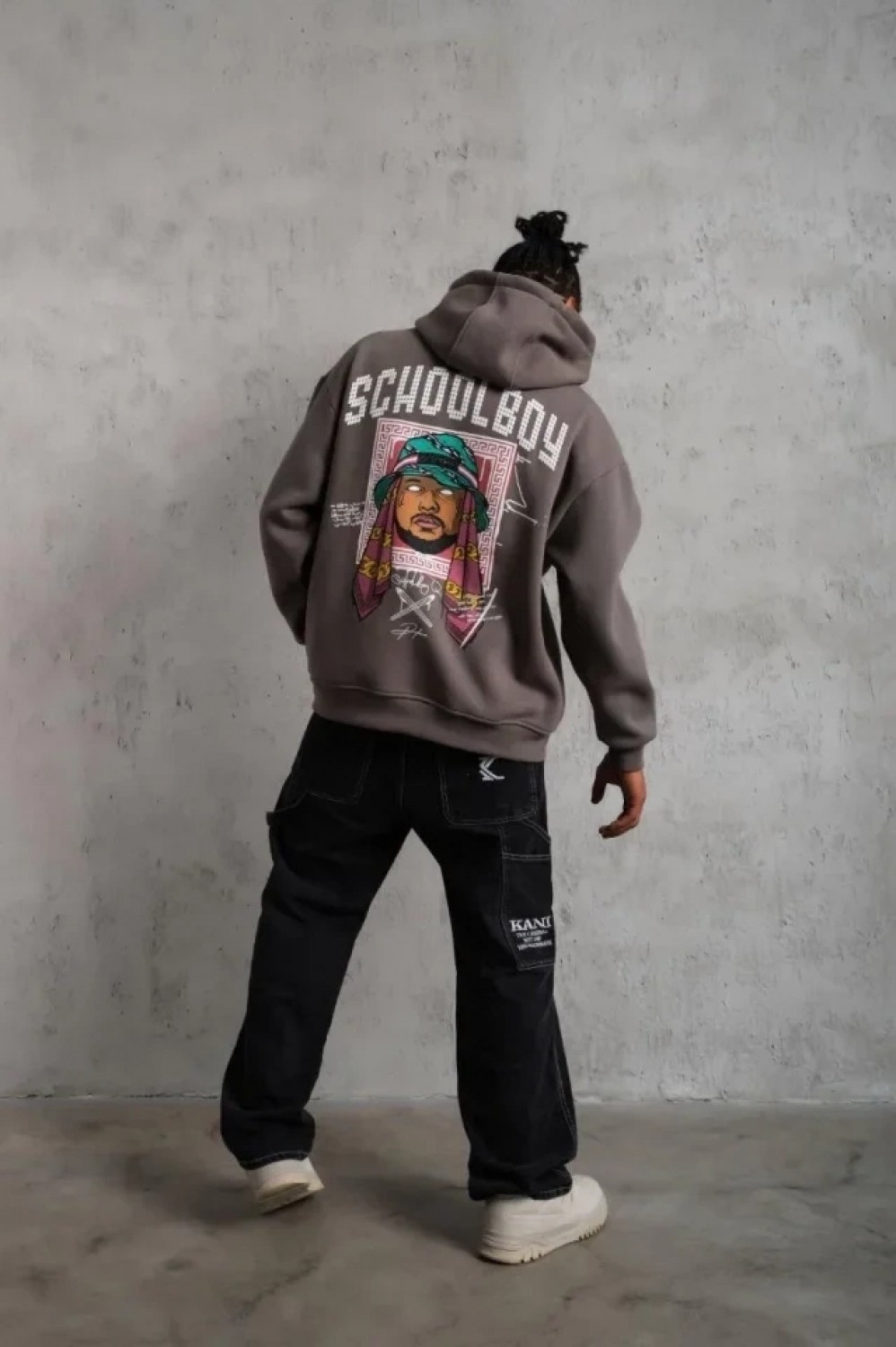 Pileli Store Erkek School Boy Baskılı Kapüşonlu Sweat - Gri görsel 2