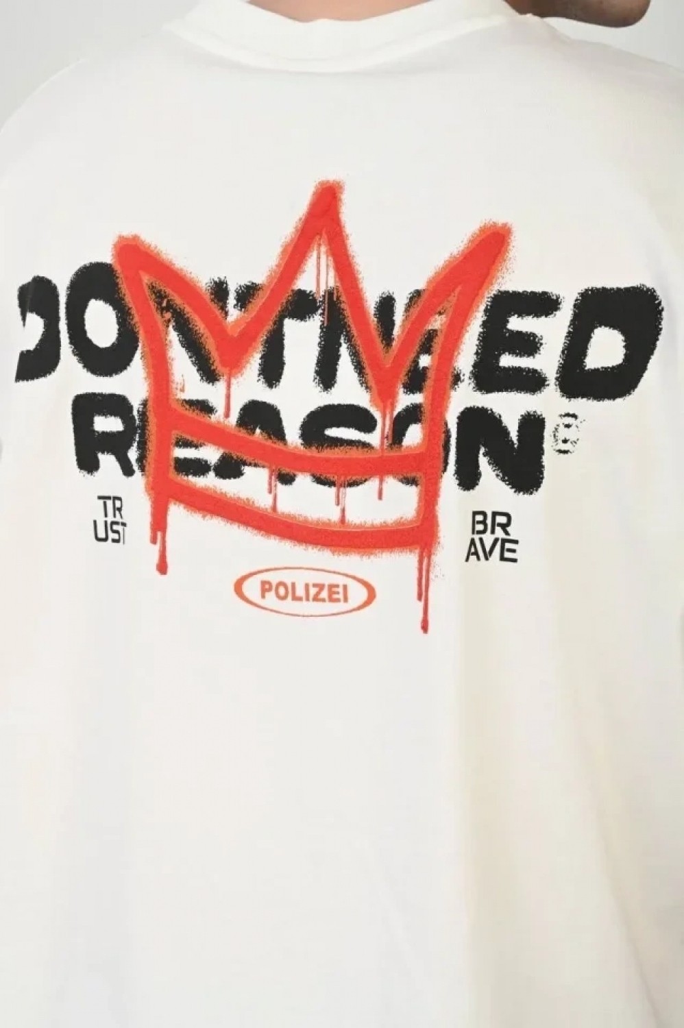 Pileli Store Unisex Bisiklet Yaka Baskılı Oversize T-Shirt - Beyaz görsel 2