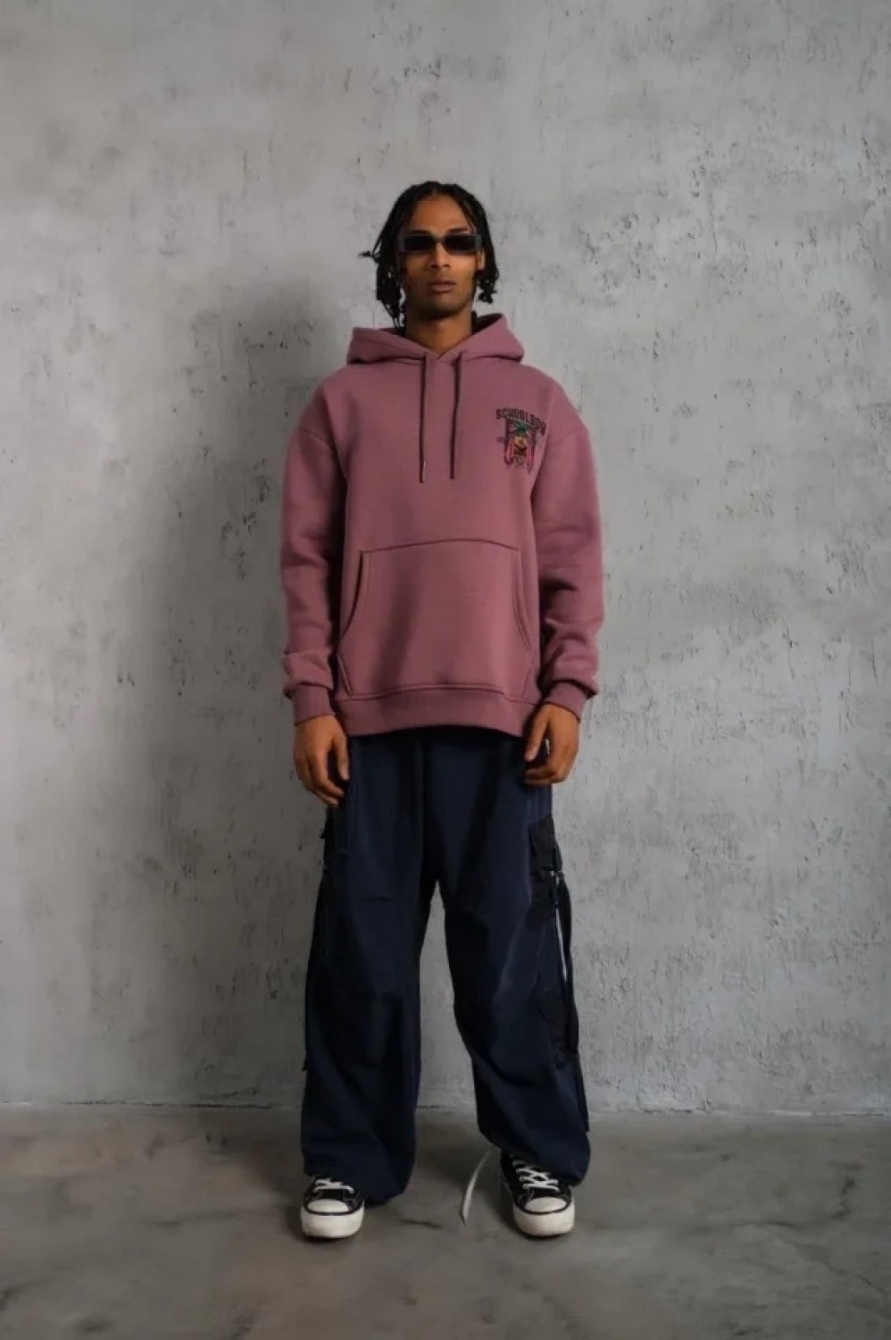 Pileli Store Erkek School Boy Baskılı Kapüşonlu Sweat - Gül Kurusu görsel 4