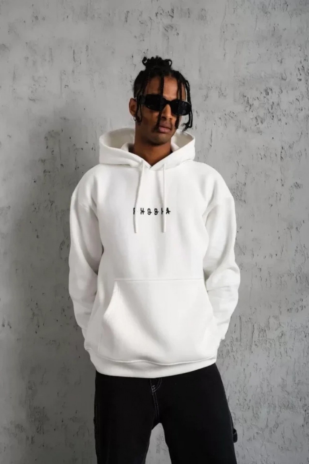 Pileli Store Erkek Astronot Baskılı Kapüşonlu Sweat - Beyaz görsel 2