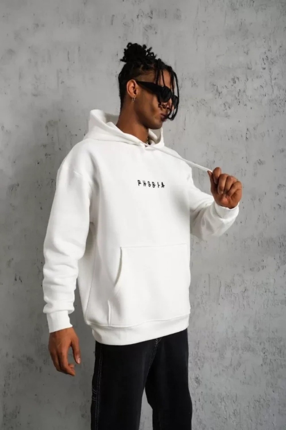 Pileli Store Erkek Astronot Baskılı Kapüşonlu Sweat - Beyaz görsel 3