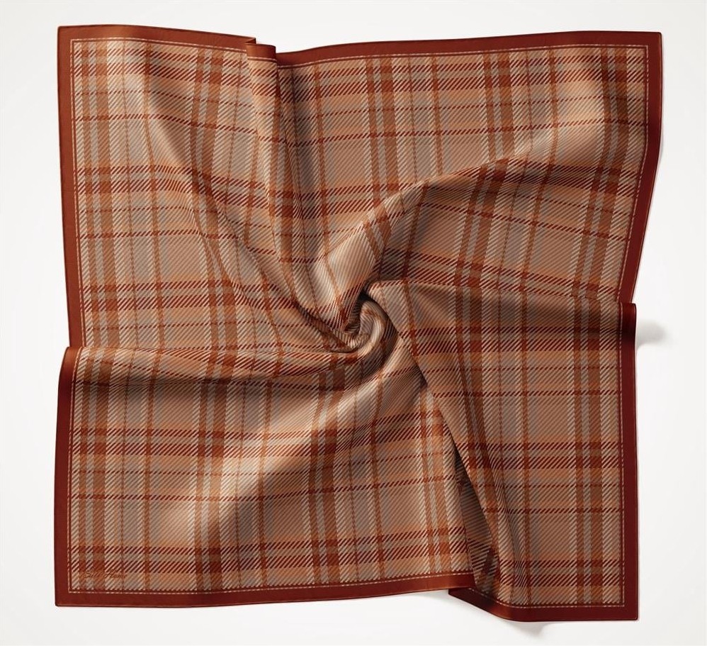 Silk Home Viskon Velora Eşarp Dört Mevsim Ekose Desen Kahve Bordo 90X90 görsel 6