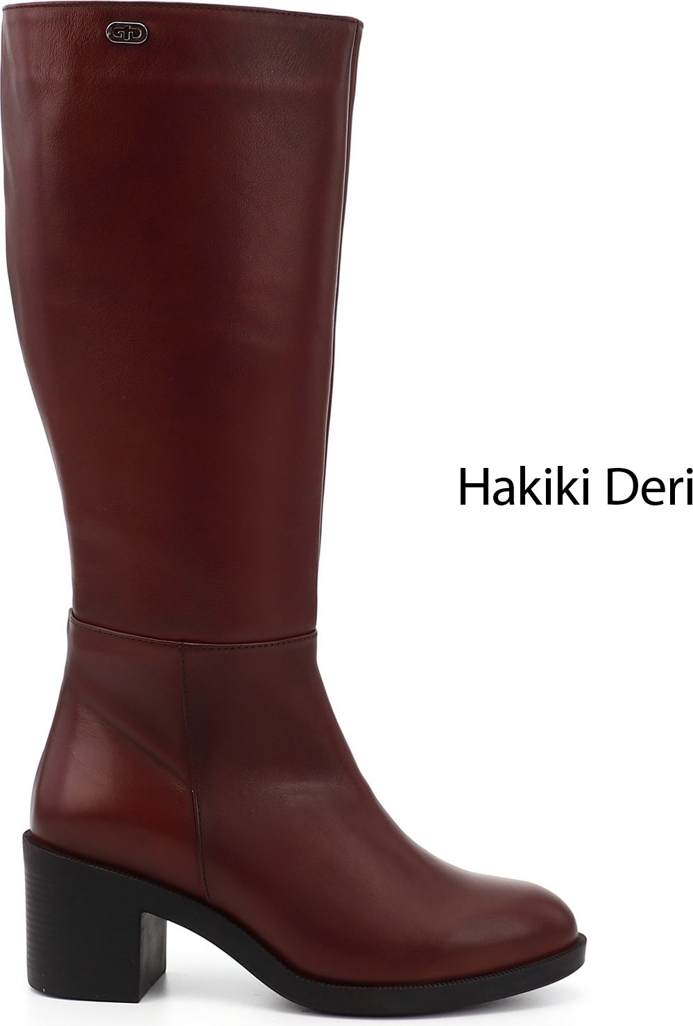 Gönderi(r) Kadın Bej Fermuarlı Kalın Topuklu Hakiki Deri Çizme