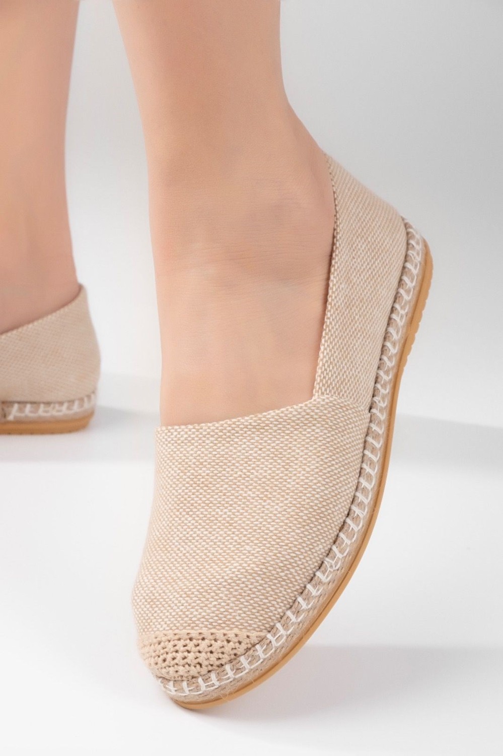 Aska Shoes Kadın Floter Deri/ Keten/hasır Malzeme Espadril
