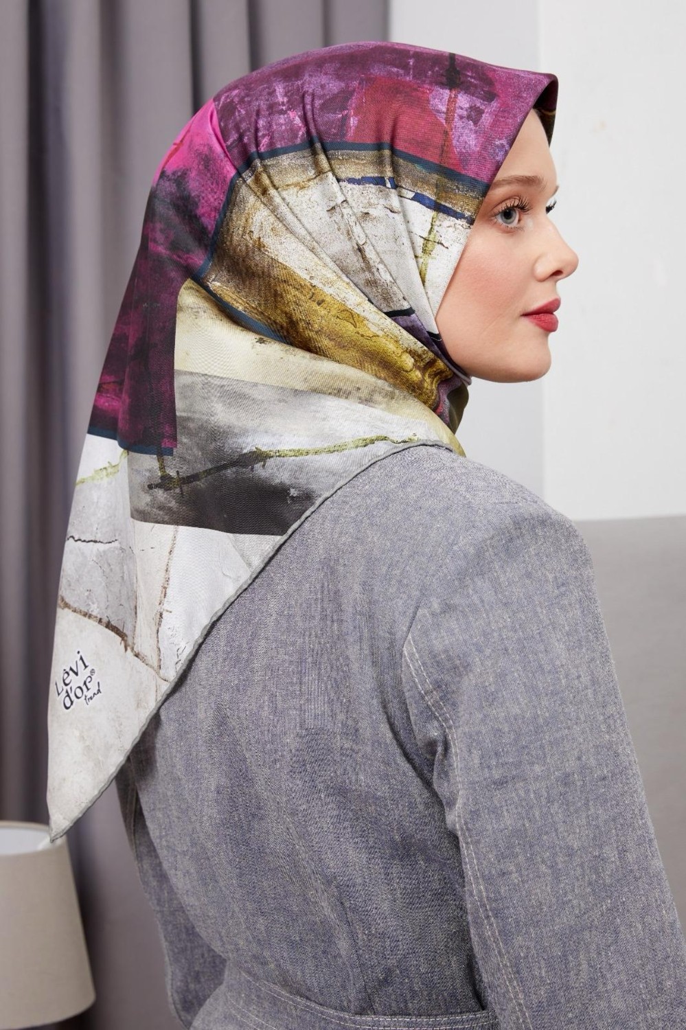 Lêvi D'or Levidor Yeni Sezon Trend Polyester Twill (Tivil) Eşarp Modeli Tesettür Nağme