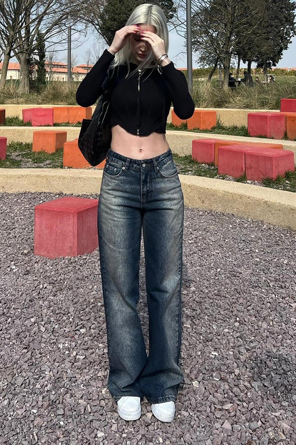 Madmext Siyah Straight Wide Kadın Jean MG1996 görsel 5