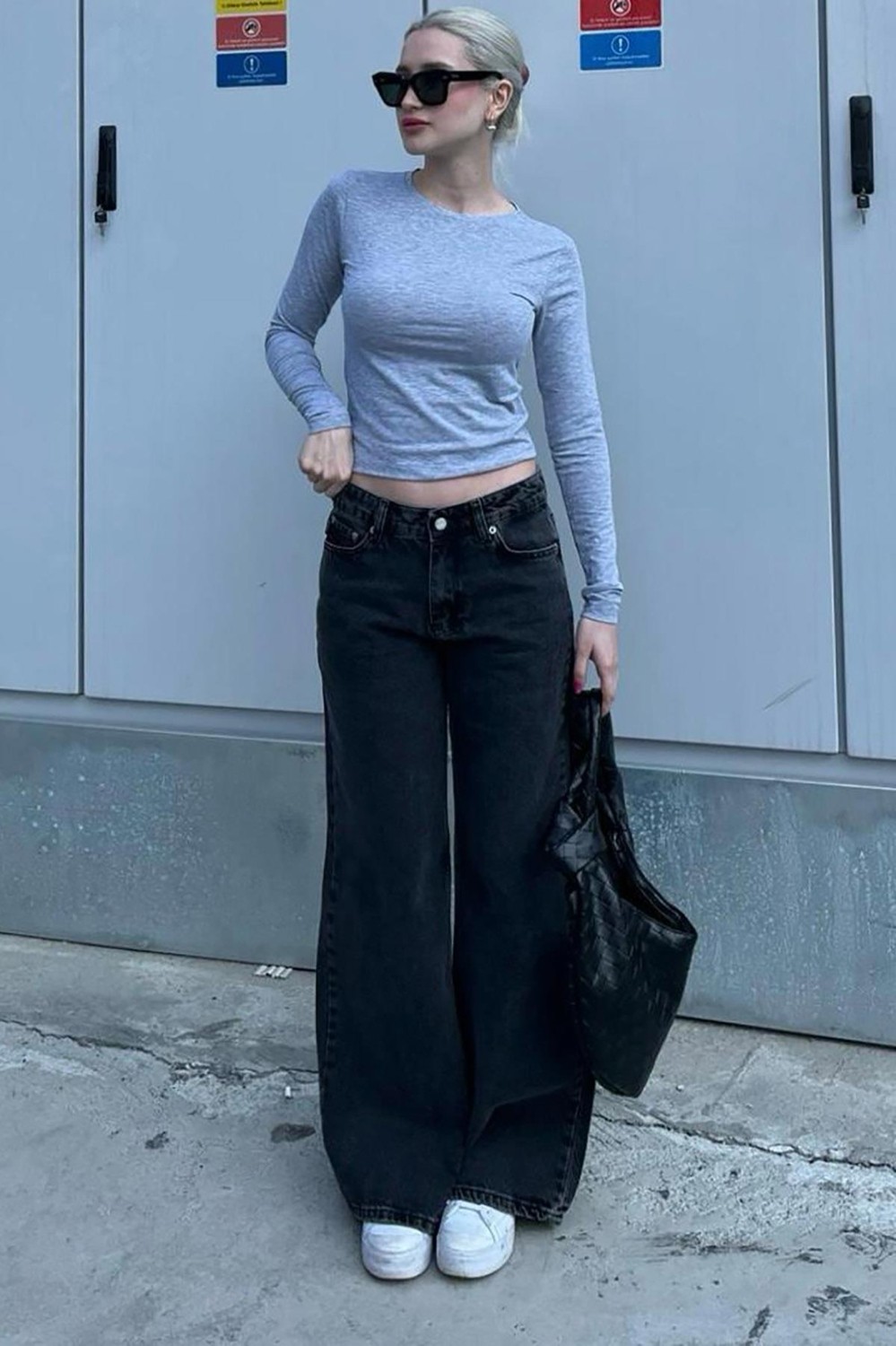 Madmext Siyah Straight Wide Kadın Jean MG1996 görsel 8