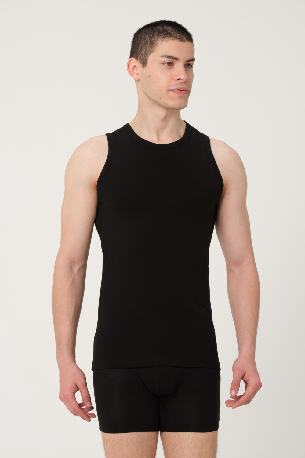 FSM 1453 Fsm1453 Erkek Pamuklu Süprem Penye Slim Fit Bisklet Yaka Kolsuz Likralı Atlet 6'lı - 1016