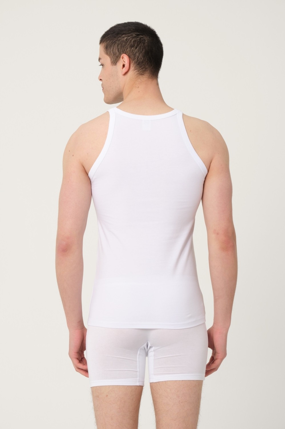 FSM 1453 Fsm1453 Erkek Pamuklu Süprem Penye Slim Fit Halter Yaka Sporcu Likralı Atlet 2'li - 1005 görsel 2