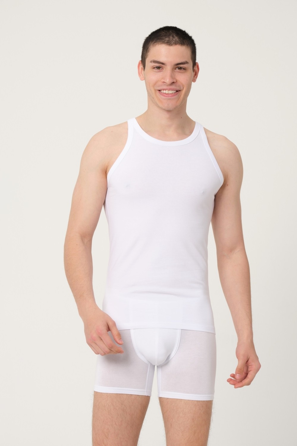 FSM 1453 Fsm1453 Erkek Pamuklu Süprem Penye Slim Fit Halter Yaka Sporcu Likralı Atlet 6'lı - 1005