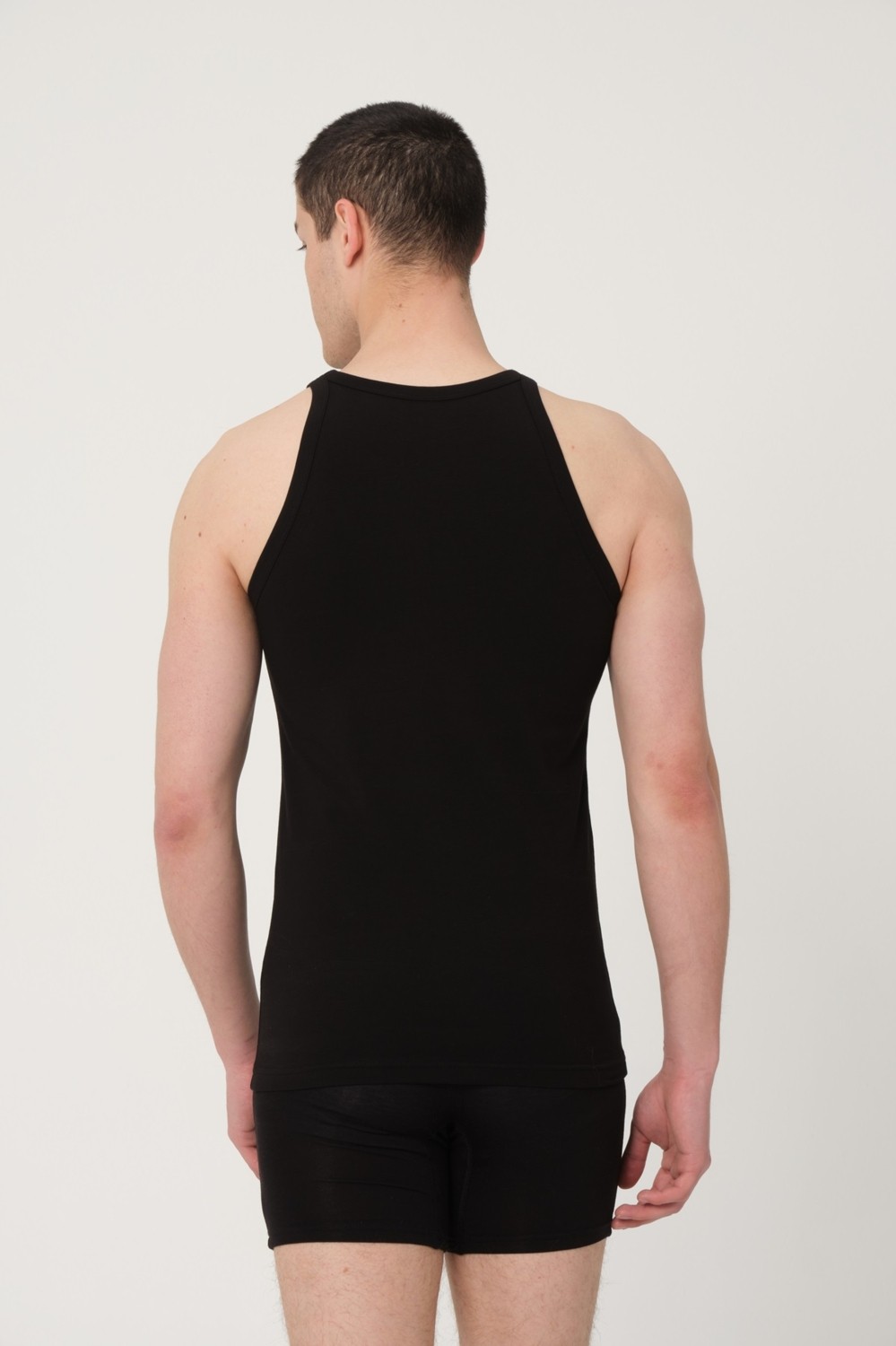 FSM 1453 Fsm1453 Erkek Pamuklu Süprem Penye Slim Fit Halter Yaka Sporcu Likralı Atlet 2'li - 1005 görsel 4