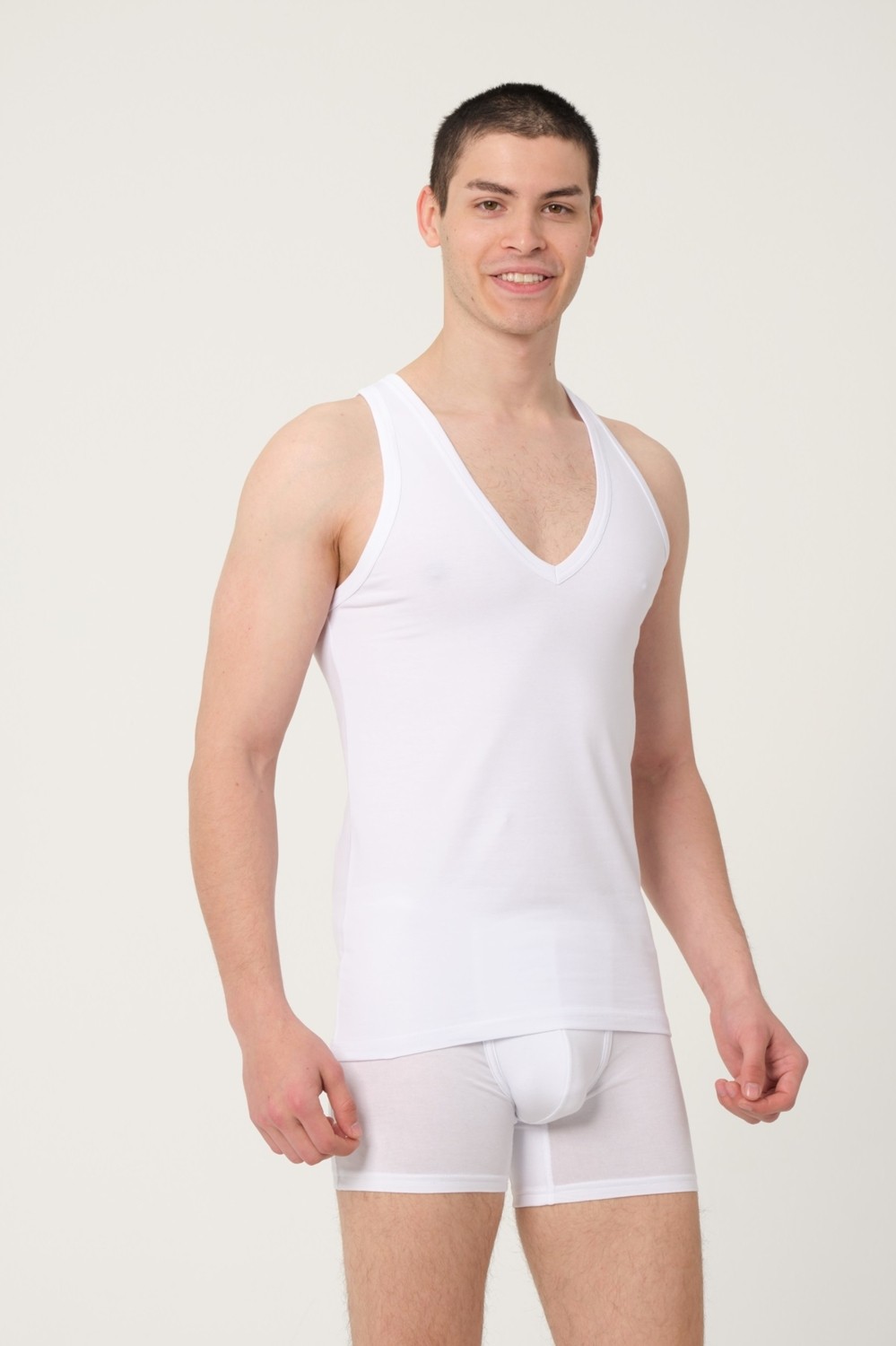 FSM 1453 Fsm1453 Erkek Pamuklu Süprem Penye Slim Fit Derin V-Yaka Sporcu Likralı Atlet 6'lı -1009