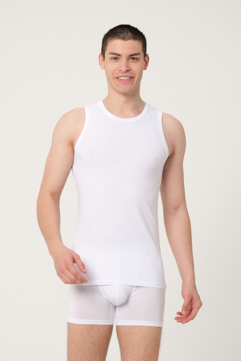 FSM 1453 Fsm1453 Erkek Pamuklu Süprem Penye Slim Fit Bisklet Yaka Kolsuz Likralı Atlet 2'li - 1016