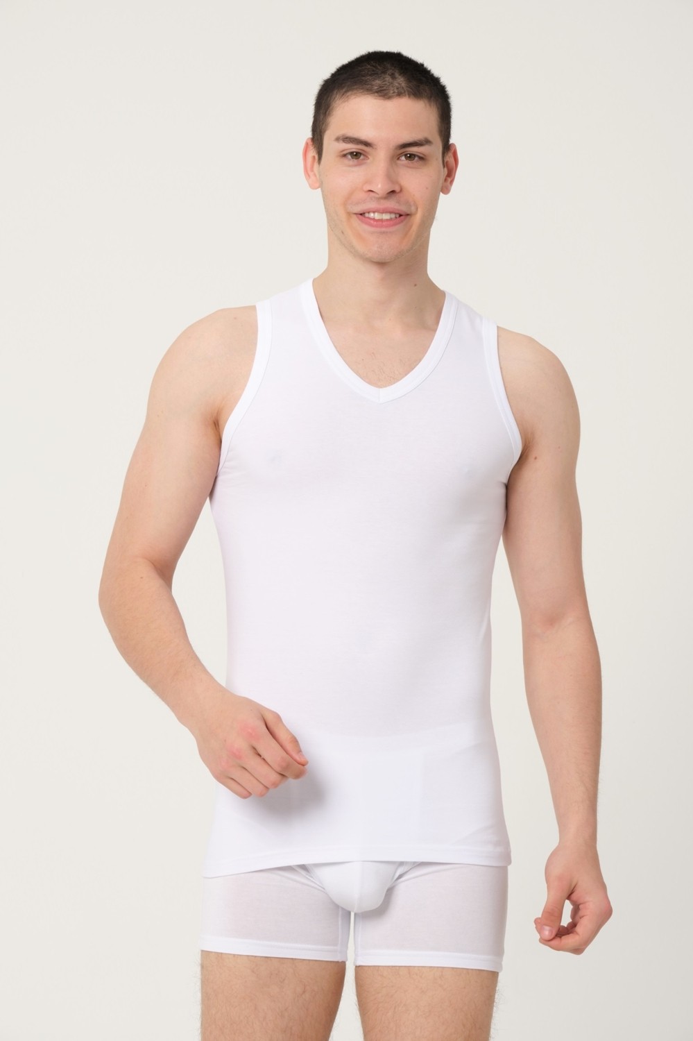 FSM 1453 Fsm1453 Erkek Pamuklu Süprem Penye Slim Fit V-Yaka Kolsuz Likralı Atlet 6'lı - 1017