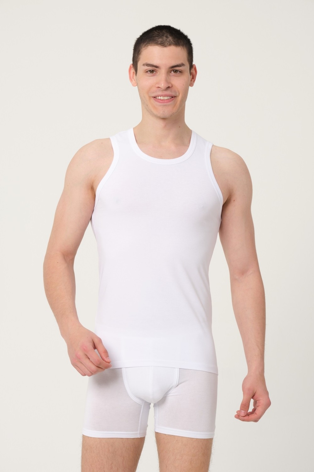 FSM 1453 Fsm1453 Erkek Pamuklu Süprem Penye Slim Fit Halter Yaka Likralı Atlet 6'lı - 1019
