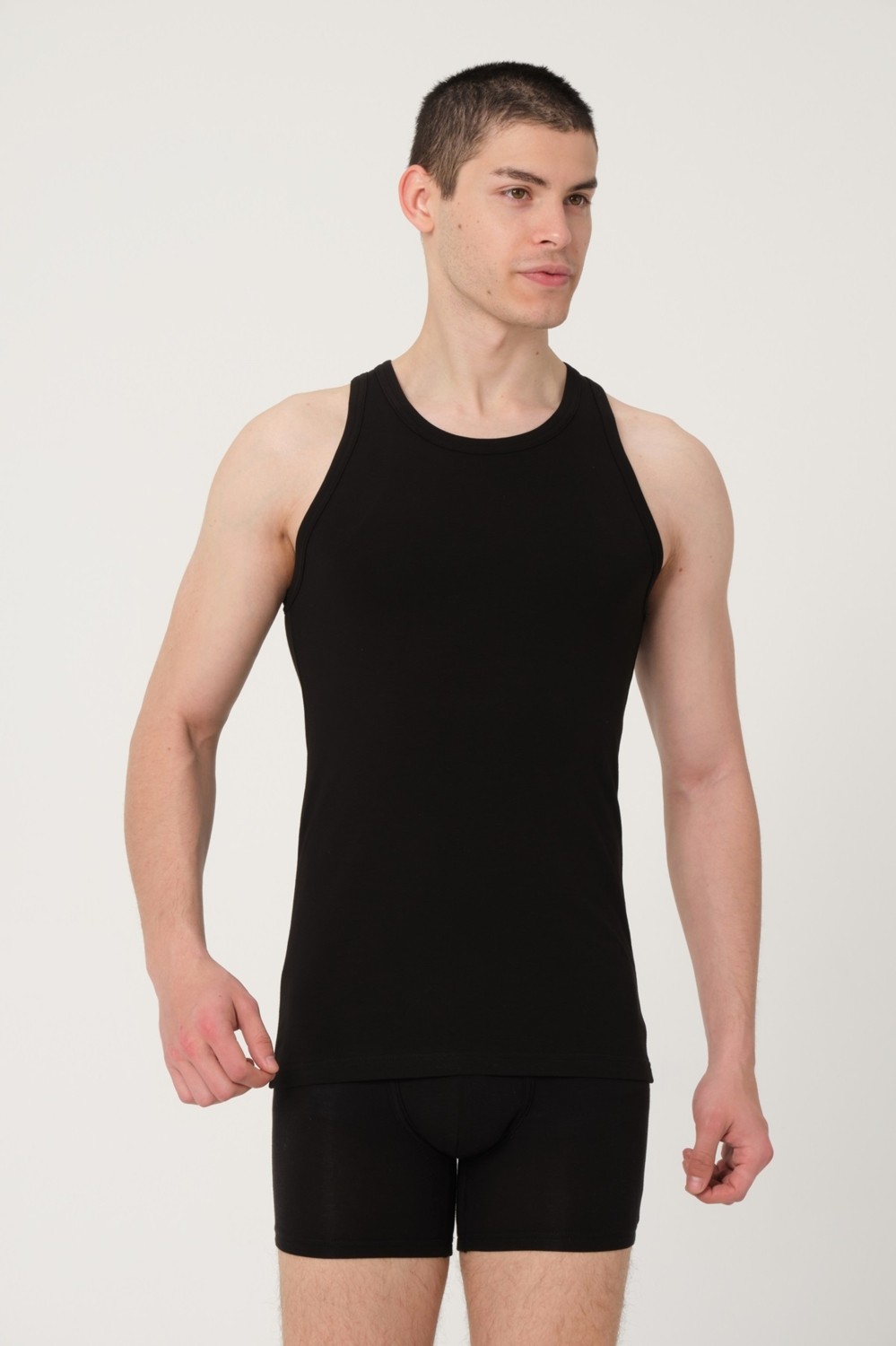 FSM 1453 Fsm1453 Erkek Pamuklu Süprem Penye Slim Fit Halter Yaka Sporcu Likralı Atlet 6'lı - 1004