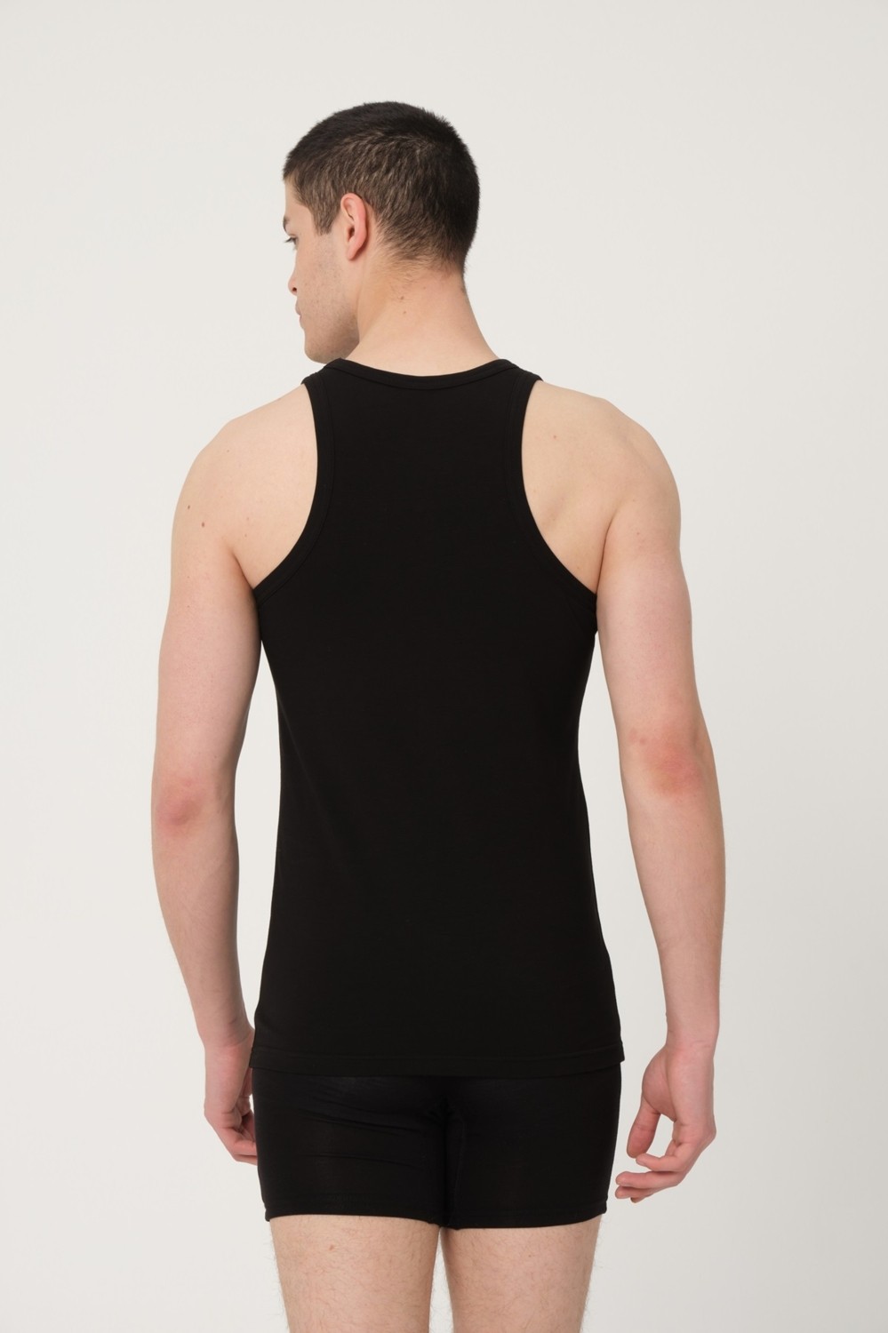 FSM 1453 Fsm1453 Erkek Pamuklu Süprem Penye Slim Fit Halter Yaka Sporcu Likralı Atlet 6'lı - 1004 görsel 2