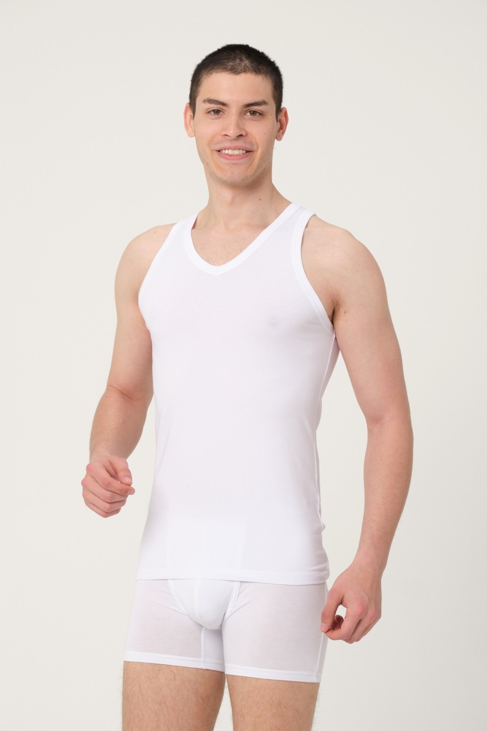 FSM 1453 Fsm1453 Erkek Pamuklu Süprem Penye Slim Fit V-Yaka Sporcu Likralı Atlet 6'lı - 1008