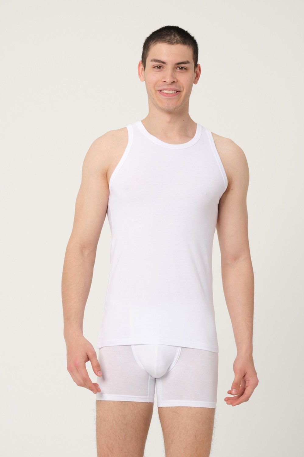 FSM 1453 Fsm1453 Erkek Pamuklu Süprem Penye Slim Fit Halter Yaka Sporcu Likralı Atlet 6'lı - 1004 görsel 3