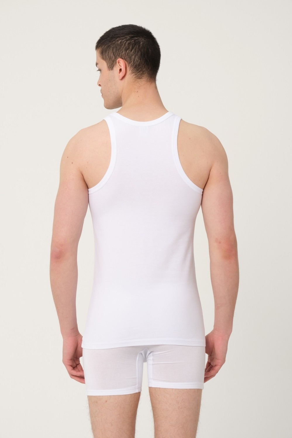FSM 1453 Fsm1453 Erkek Pamuklu Süprem Penye Slim Fit Halter Yaka Sporcu Likralı Atlet 6'lı - 1003 görsel 4