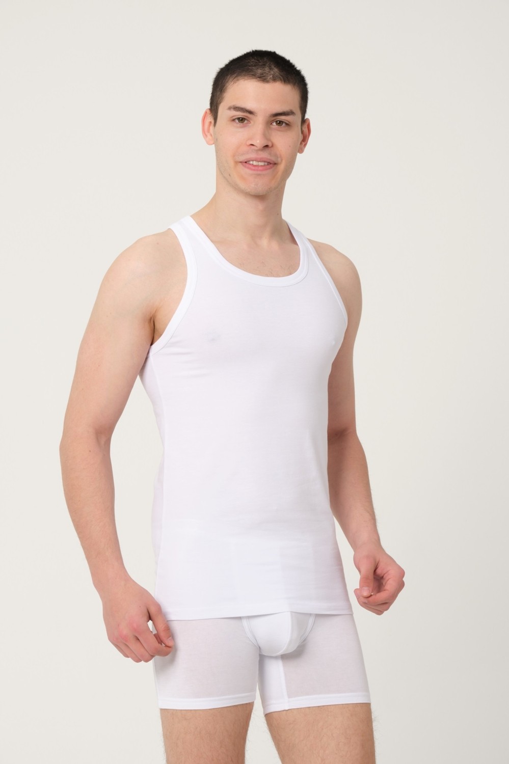 FSM 1453 Fsm1453 Erkek Pamuklu Süprem Penye Slim Fit Halter Yaka Sporcu Likralı Atlet 6'lı - 1003 görsel 5
